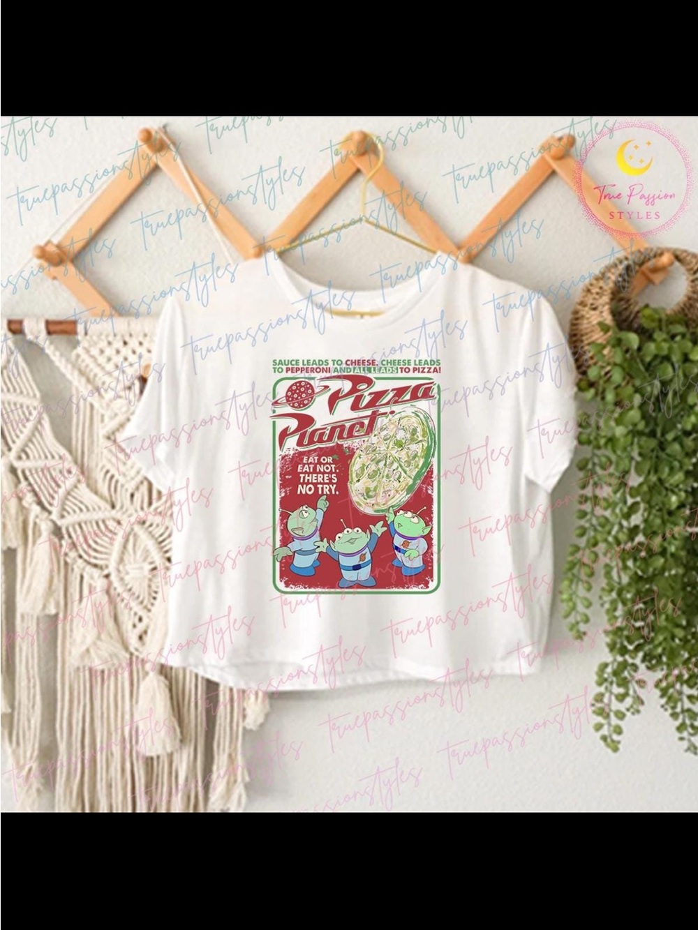Toy Alien Pizza Graphic Crop Tee - White